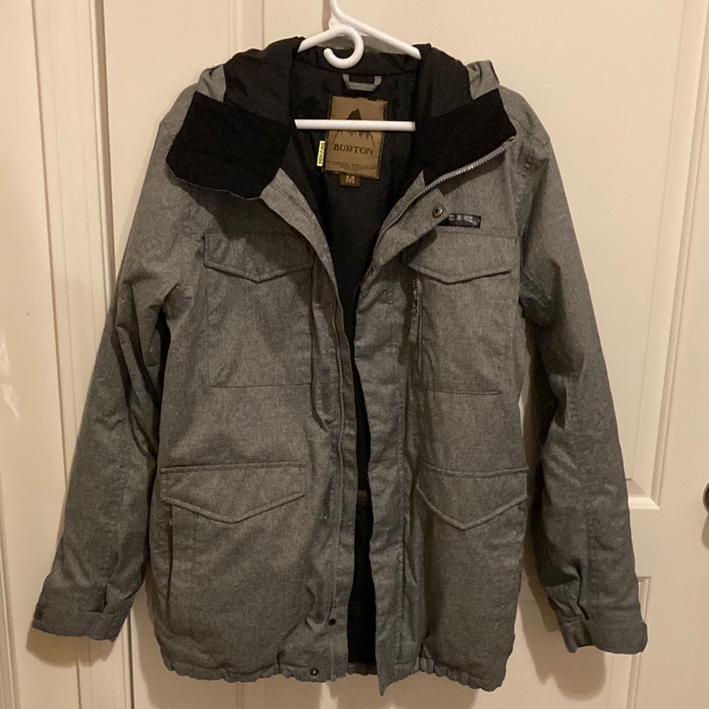 Grey burton dry ride snowboarding jacket
